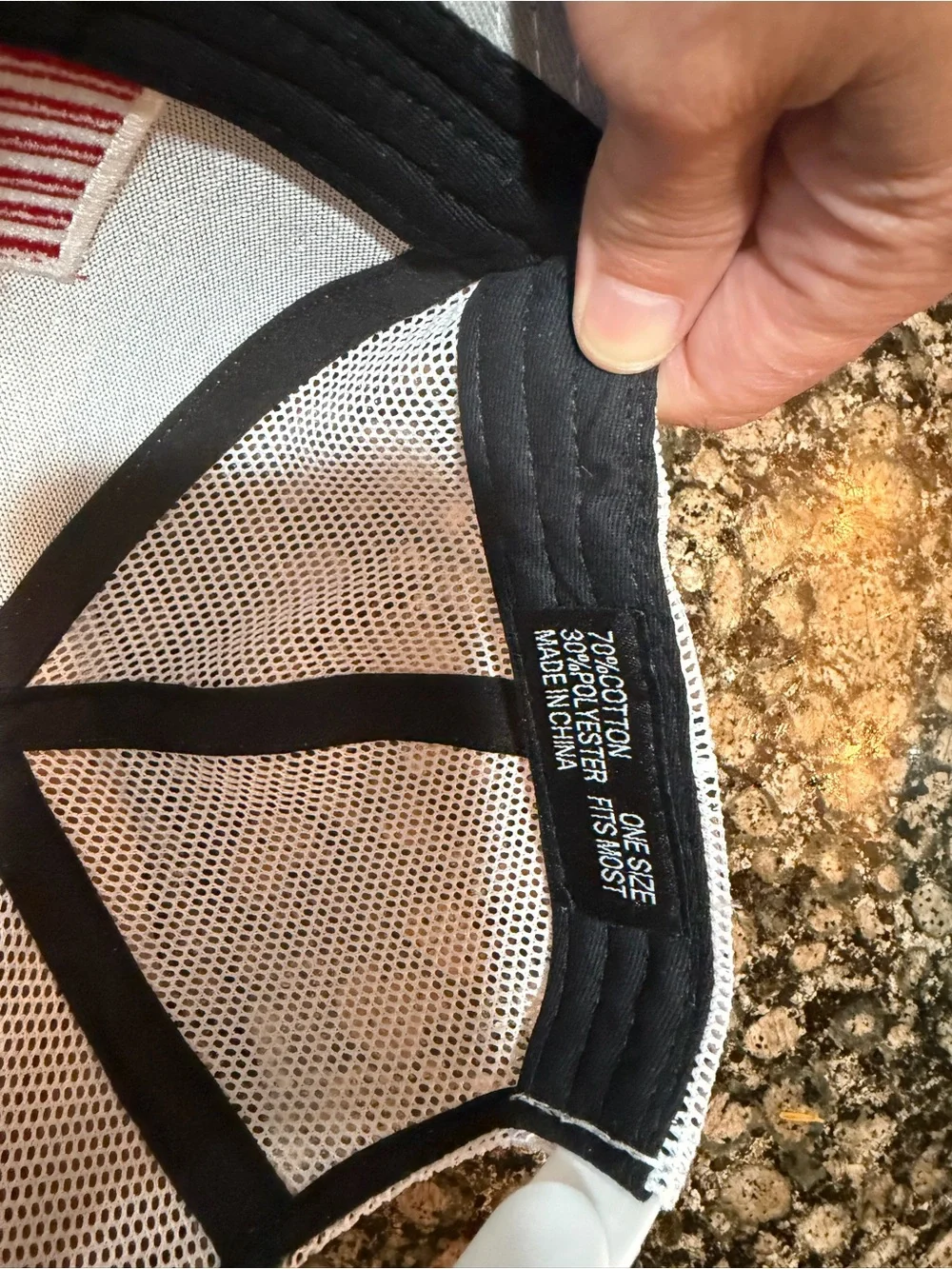 Gray Trucker Hat with Embroidered American Flag